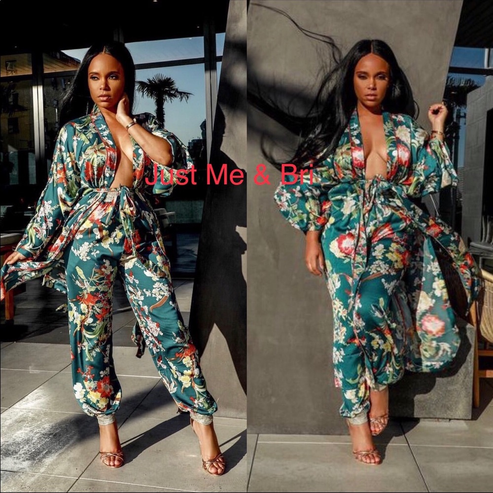 Floral 2 Piece Set (Pants & Duster)